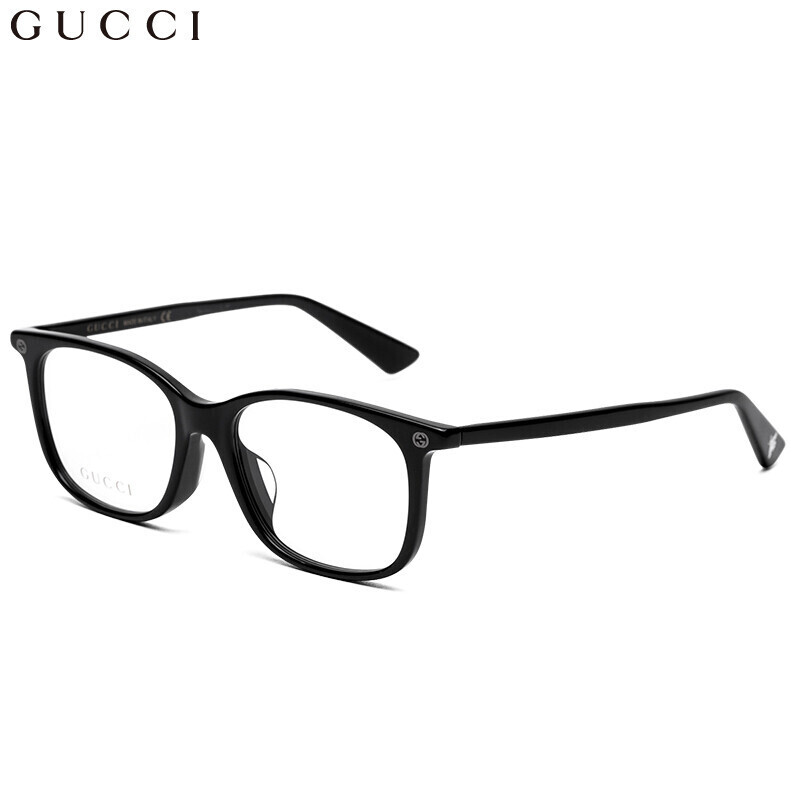 古驰(GUCCI)眼镜框女 镜架 眼镜透明镜片黑色镜框GG0157OA 001 52mm