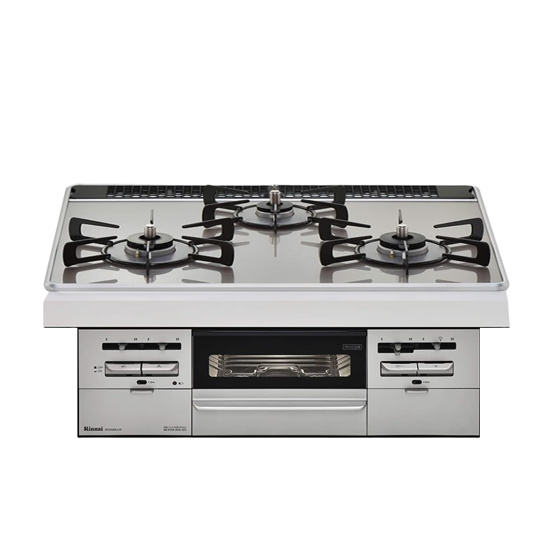 林内（Rinnai）日本进口 嵌入式燃气灶天然气烤箱灶煤气灶液化气灶 Sence系列 SI装置 防干烧 75CM银灰色玻璃台面无水双面烤天然气