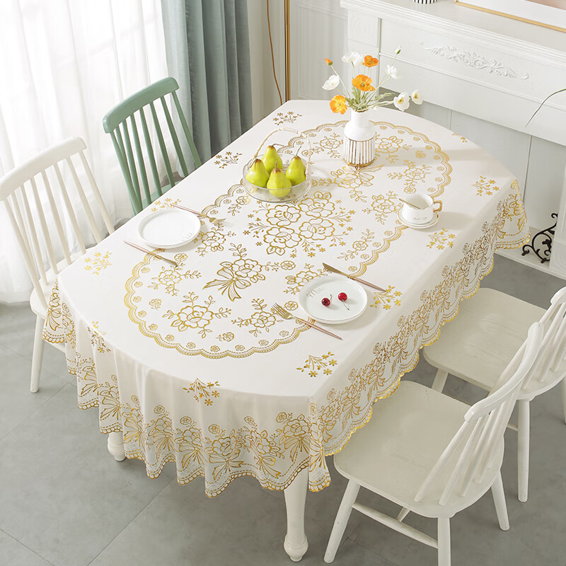 窗边故事 桌布欧式餐桌布桌垫防油防烫免洗餐桌垫茶几垫 富贵花135*17