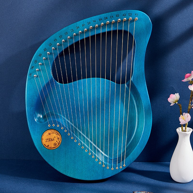 zani莱雅琴小竖琴乐器初学者简单易学便携式小型里拉琴箜篌 21弦梅花板式-透蓝色