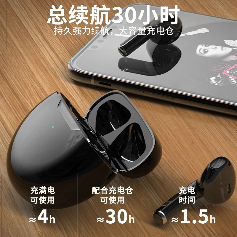 掌之友适用vivo iQOO真无线蓝牙耳机 音乐游戏运动耳机 电竞声效 超轻佩戴 通用苹果华为手机 【Pro6蓝牙耳机+赠数据线】白色 【高清音质 智能降噪 超长续航】