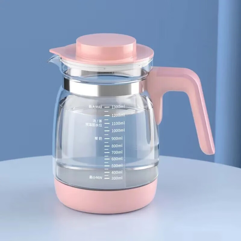 魯茜【配件】恒溫?zé)崴畨卣{(diào)奶器玻璃壺嬰兒家用水杯暖奶 單壺通用配件 粉色 1300ml 單壺