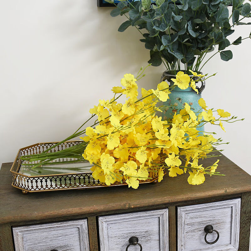 北欧跳舞兰仿真花假花客厅摆件餐桌花插花装饰塑料花摆设干花花束 短