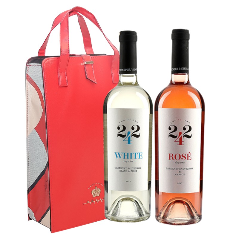 kvint摩尔多瓦原瓶进口红酒 克文特242系列赤霞珠干白玫瑰红葡萄酒 242干白＋242桃红【 送礼袋】