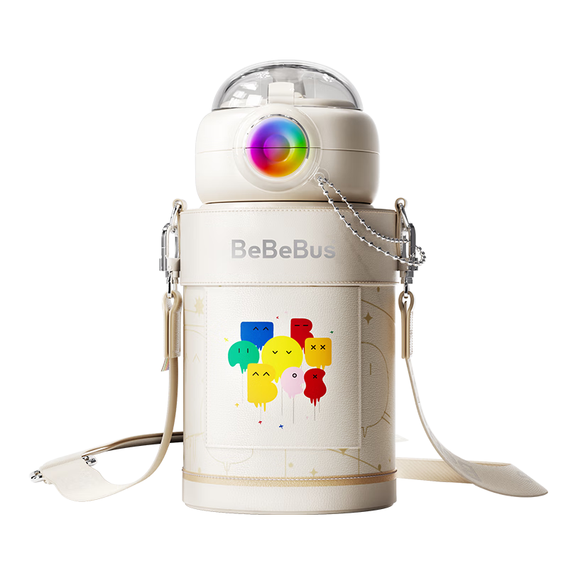 bebebus儿童保温杯婴幼儿宝宝水杯吸管杯幼儿园上学外出专用水壶 带杯套