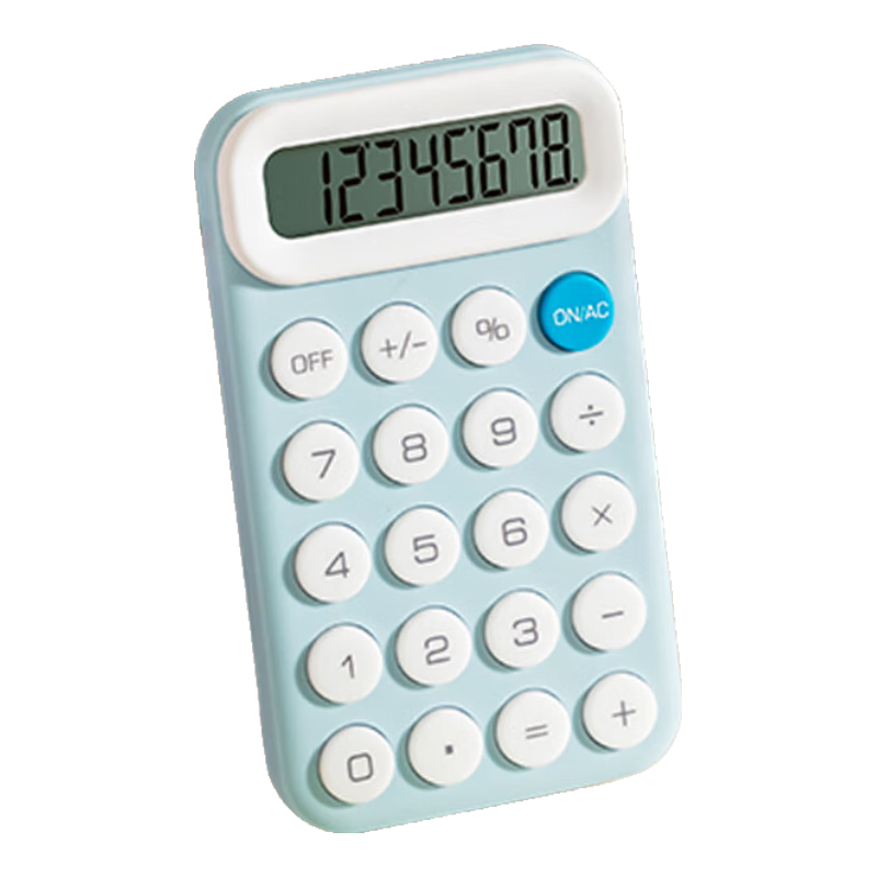 得力（deli）便携款学生计算器 马卡龙迷你计算器 亲肤按键 小学简易计算适用 学习用品 蓝TE10