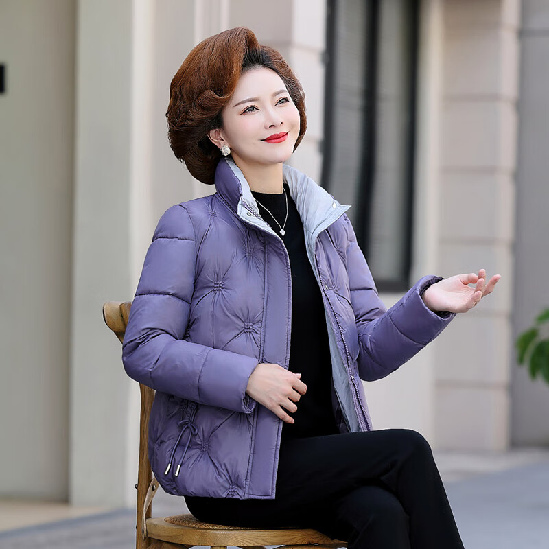青柠悦洋气中年妈妈冬装棉衣短款外套50岁中老年女装冬季小棉袄羽绒棉