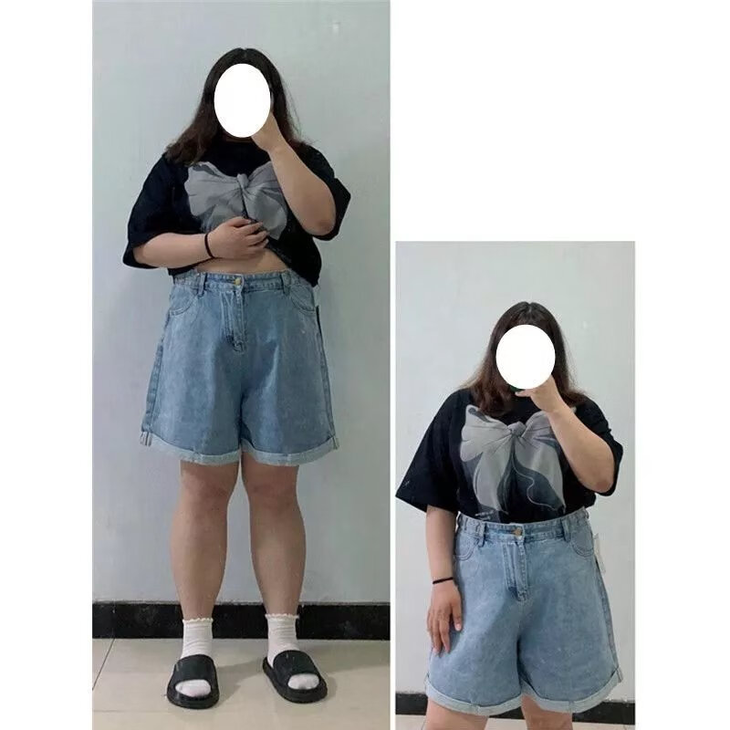 lauaird 2-300斤胖mm大码女装牛仔短裤女2023夏季韩版显瘦学生a字热裤