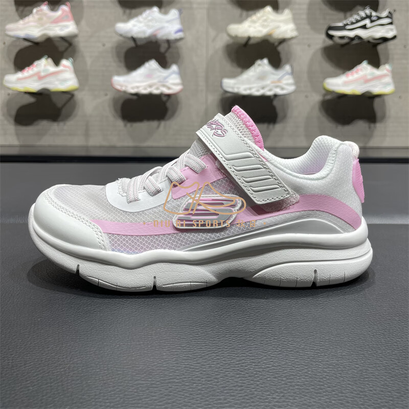 斯凱奇（Skechers）夏季新款女童鞋透氣單網(wǎng)魔術(shù)貼休閑運動(dòng)鞋 302552L-WHP 白色/粉紅色 23 130mm