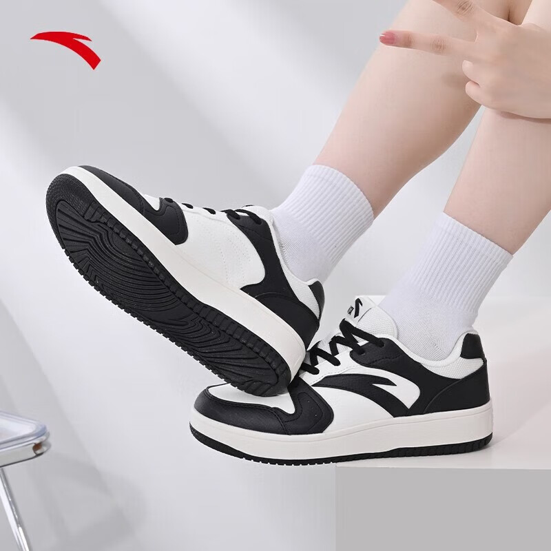 安踏(anta)女鞋板鞋女潮流百搭秋季时尚休闲运动鞋小白鞋女 象牙白/黑