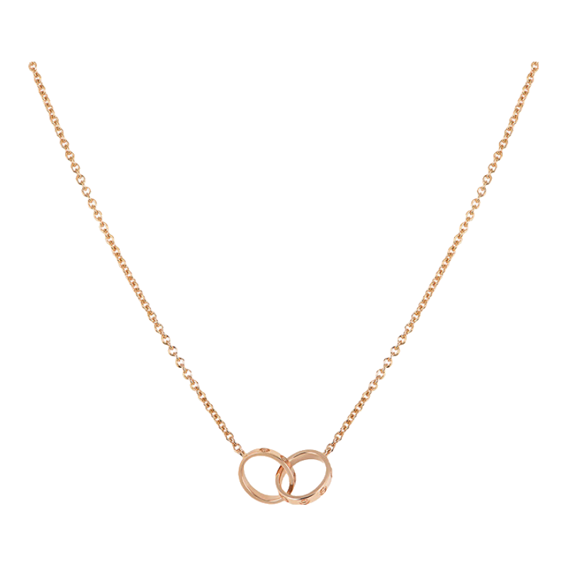 618：Cartier 卡地亚 Love系列 18K玫瑰金色 双环扣环项链 23年保卡