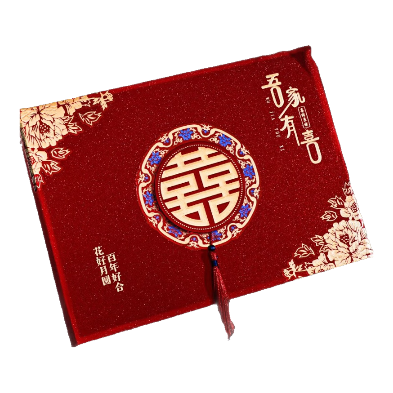 慕質(zhì)結(jié)婚禮金簿婚禮記賬禮薄賬本登記本禮金本簽到禮單婚慶用品大全 彩金吾家有喜-可簽384人 【金蔥硬面/配倆支雙頭筆】