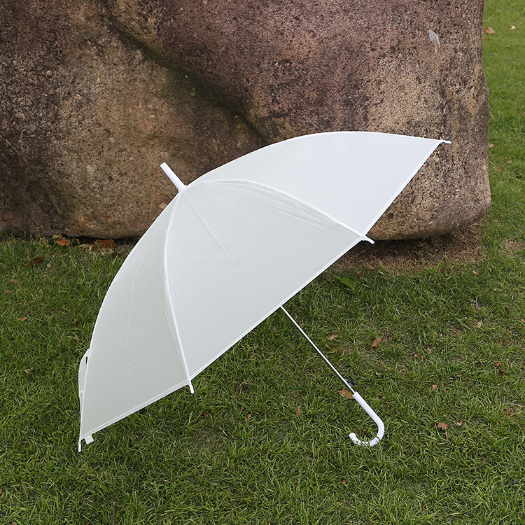 创意自动直杆长柄透明伞礼品伞透明雨伞 【磨砂白色】