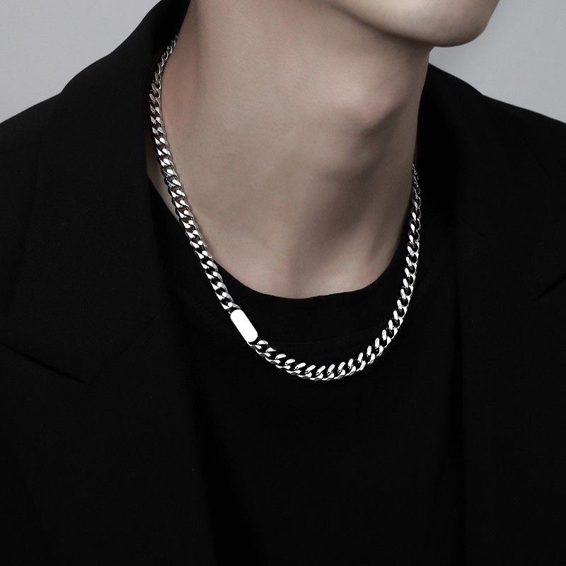 九鹿美兮 【刻字】古巴链项链男潮感小众男士锁骨链吊坠女生嘻哈学生