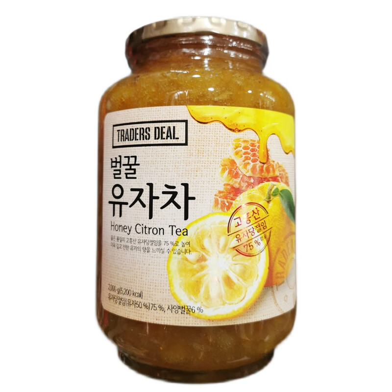 哺食旺tradersdeal蜂蜜柚子茶饮2kg餐饮店量贩装即冲饮料 柚子茶