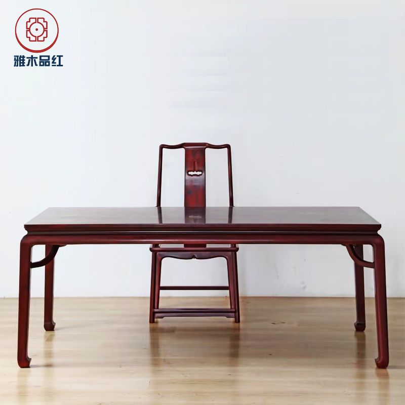 明式中式仿古书法桌中堂玄关桌条案平头案 198 霸王枨画案 南官帽椅子