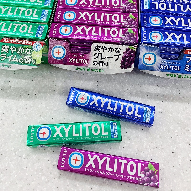 日本乐天lotte xylitol木糖醇护牙清新薄荷口香糖14粒入条状 应急储备