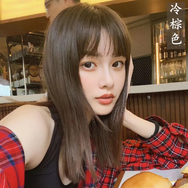 2021流行色潮色网红颜色不用漂 冷棕色(显白) 一盒装(头发到肩膀的