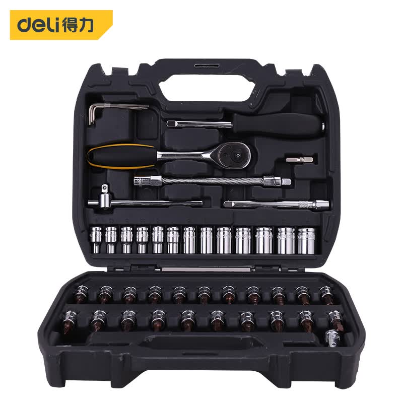 得力（deli）6.3mm系列套筒组套棘轮扳手套筒组合汽车维修工具套装小飞46件套属于什么档次？