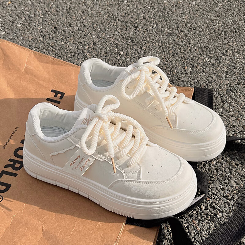 dwvivi ur秋四款小白鞋女配裙子休闲鞋百搭运动帆布鞋板鞋 米色 35