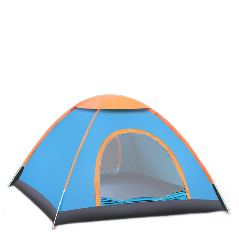 蚁伽 帐篷户外 露营加厚遮阳遮雨露营登山装备家庭用大空间防蚊防风全自动速开防晒 4人双开门蓝色+防潮垫