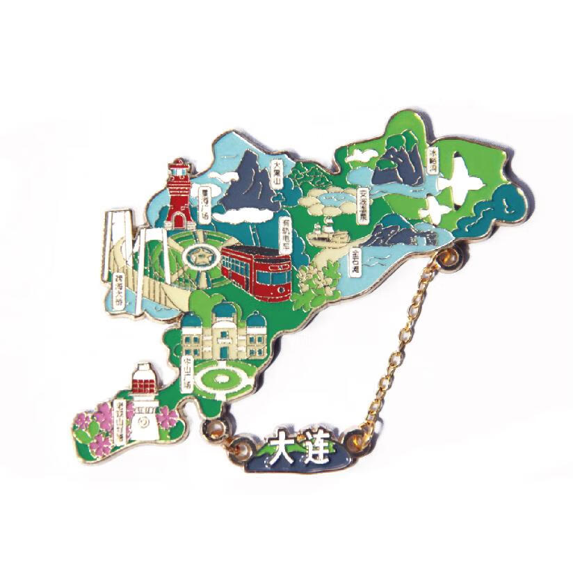 大连地图轮廓金属冰箱贴旅游纪念品文创原创 大连地图冰箱贴附赠1张