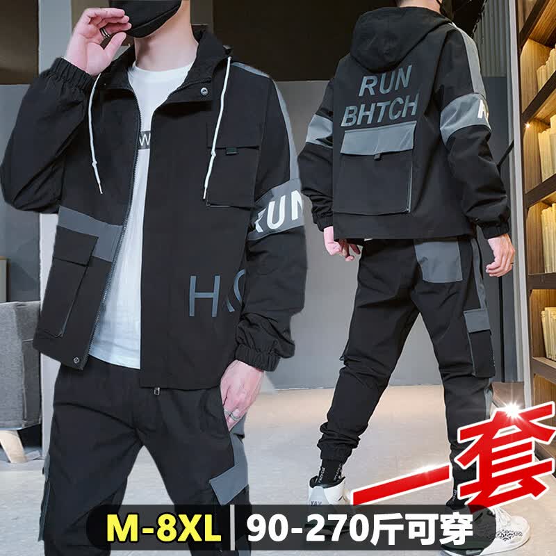 头号青年 套装男士秋冬季工装夹克加大码男装休闲宽松运动外套 黑色 5XL 怎么看?