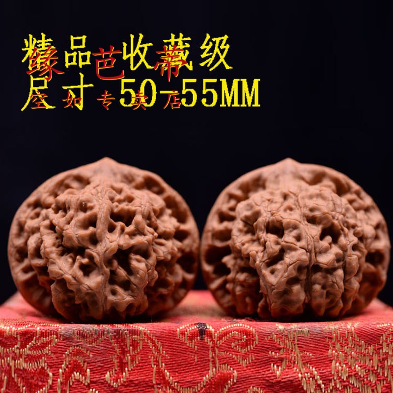 麒麟纹狮子头王勇官帽超特大50-55精品文玩核桃把玩手玩麻野生 图片色