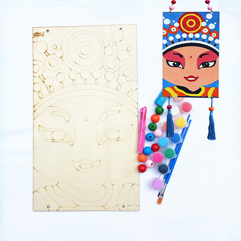 新款中国风特色绘画脸谱木挂饰幼儿园学校亲子活动装饰材料包创意吊饰