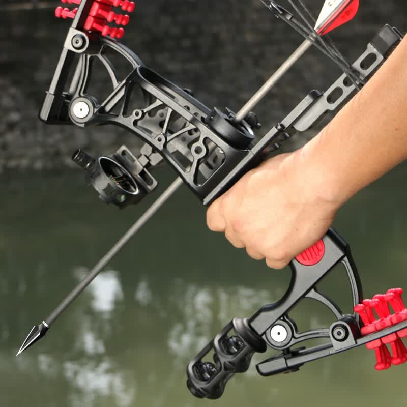 弓箭复合金属射击运动套装射鱼神器机械滑轮弓竞技反曲直拉弓 渔猎