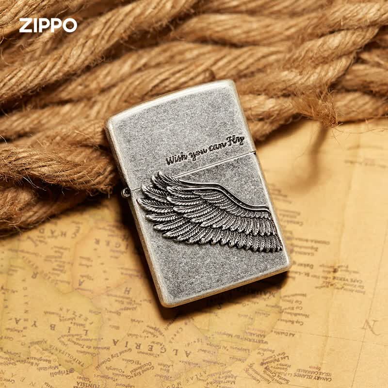 ZIPPO打火机官方旗舰店正品520礼物送男友高可定制官方原装告白礼物送 飞高古银定制刻字款66油礼盒