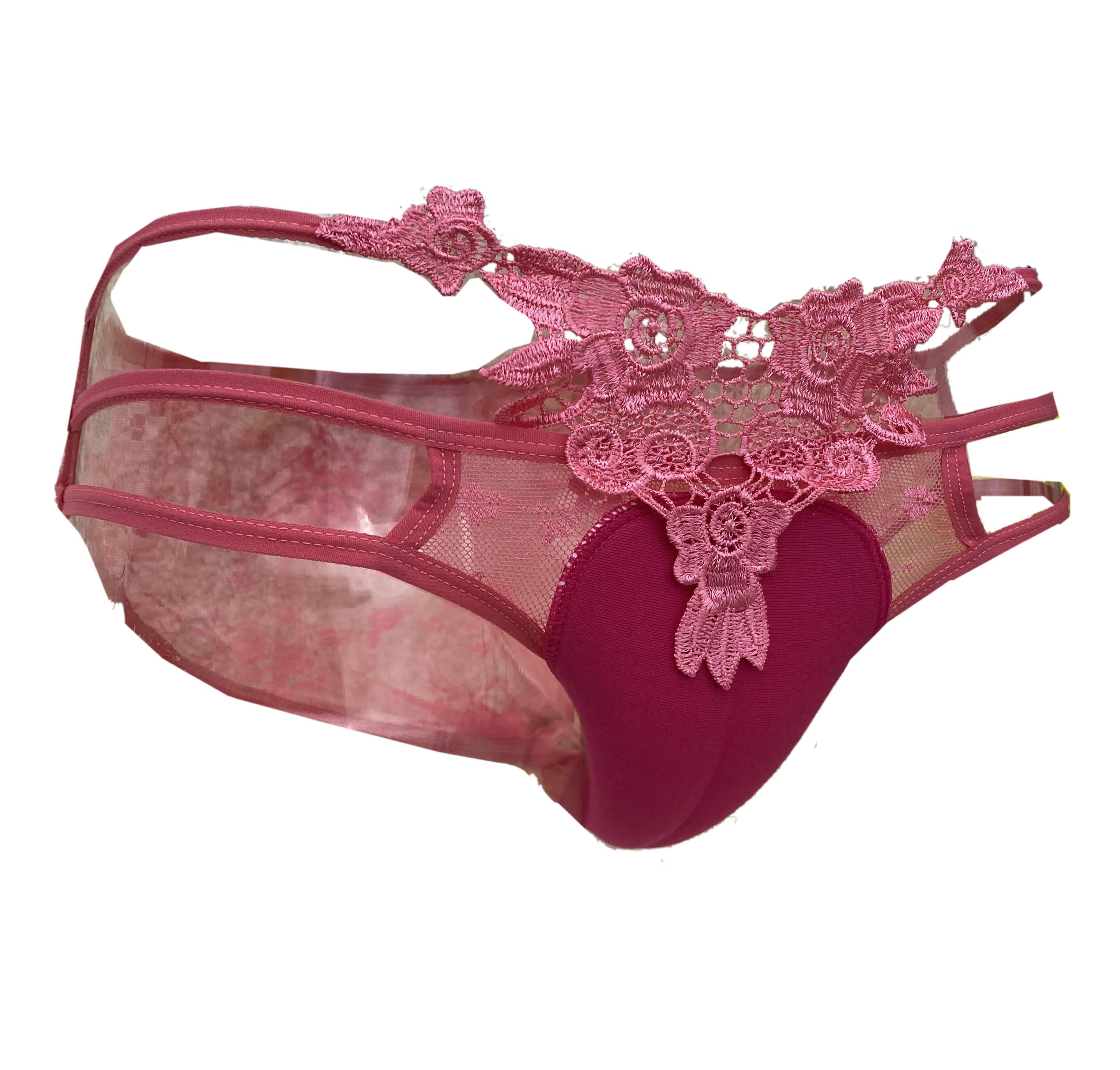 新款ts装大佬下体伪娘用品男扮cos假线cd变装内裤情趣道具 玫红色 s