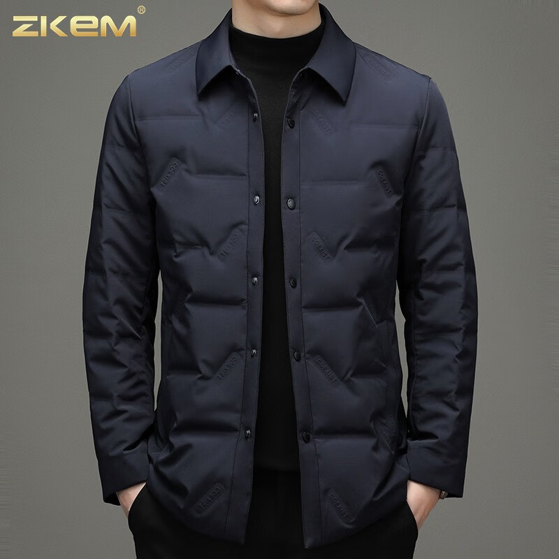 ZKEM奢侈高端品牌男装羽绒服男士工装衣服外套新款加厚 藏青 M