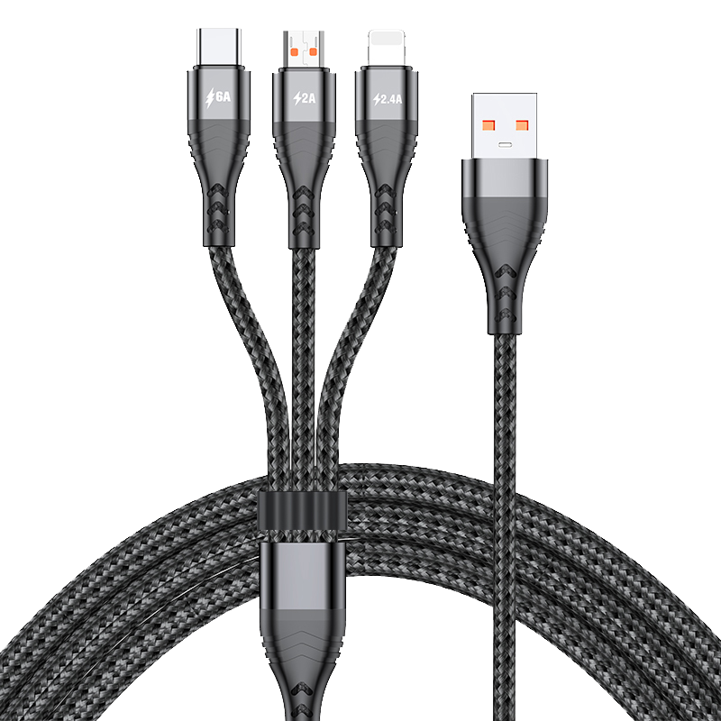 唯即 充電線三合一100W超級快充數據線手機一拖三充電線器適用蘋果華為車載三頭多功能套裝多用加長 【直充套裝】1.2米三合一快充線+直充快充頭