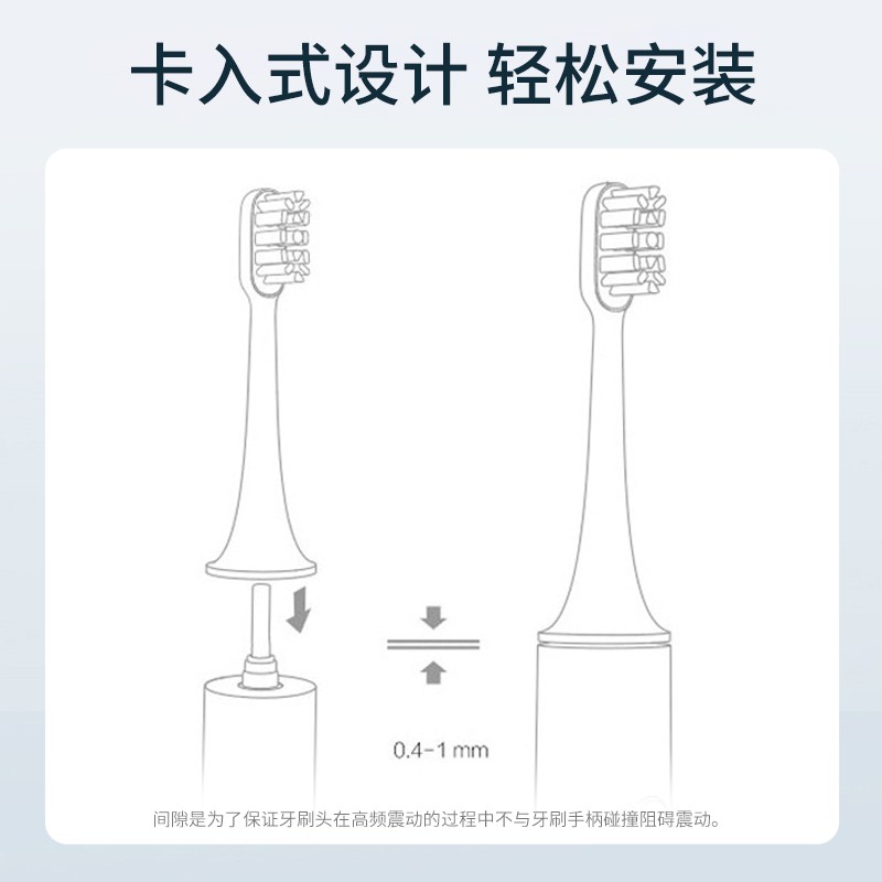 嚴覓 適配小米電動牙刷頭T300T500米家聲波電動充電式成人口腔清潔自帶防塵蓋 深度清理型3支裝