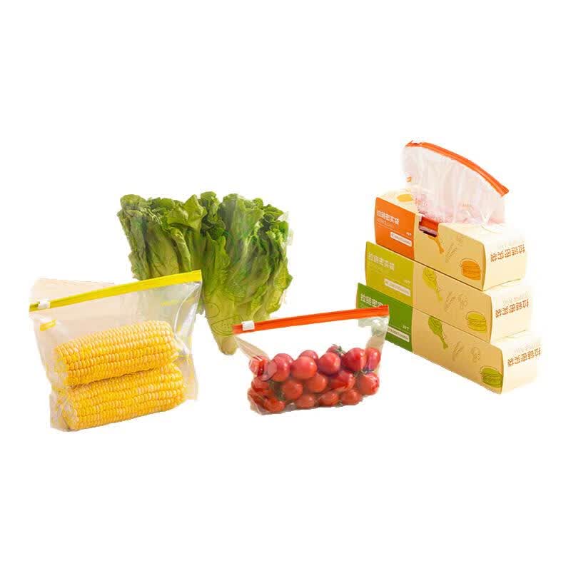 太力拉链式保鲜袋加厚食品级家用冰箱专用密封袋带封口食物密实袋 小号1盒40只