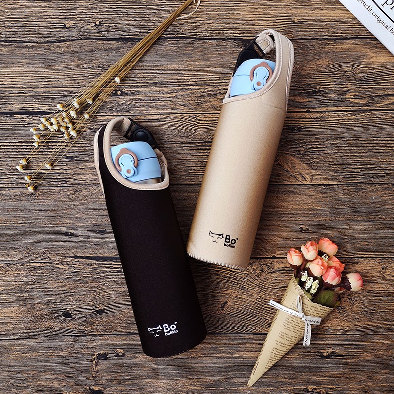 Bolikin 象印水杯保温杯杯套保护套 斜挎隔热防摔通用350 480 500 600ml 蓝粉双面 480-500ml手提斜挎