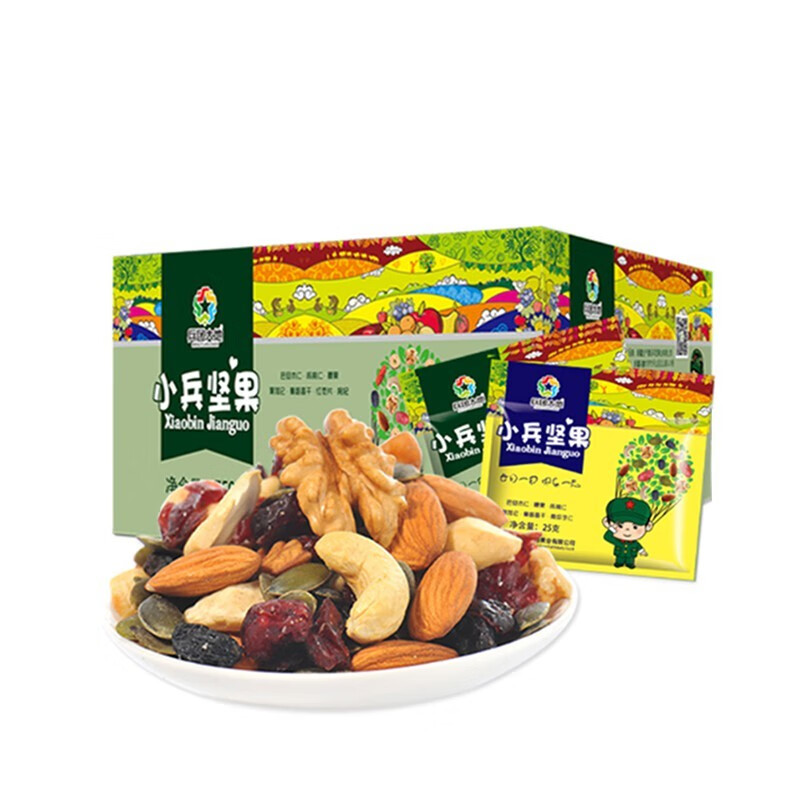 兵团大地 新疆特产薄皮核桃果干果坚果 小兵坚果ab款礼盒25g*30袋750g