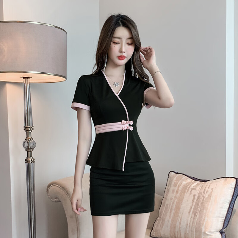 筑凡足浴技师工作服夏天套装足疗足浴技师工作服女夏季短袖薄款气质