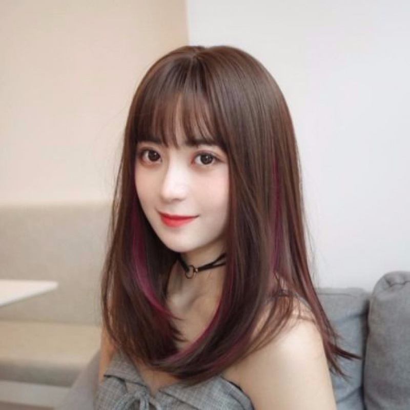 长直发内扣假发女挑染中长款梨花头披肩顺直长发气质修脸假发头套