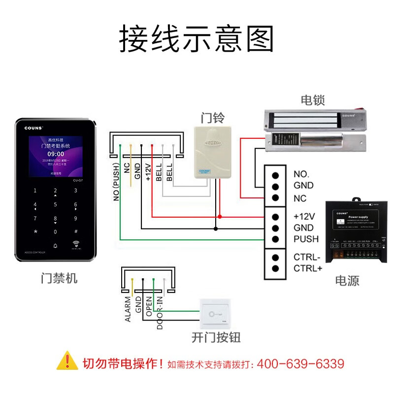 高优(COUNS)电子门禁系统一体机小区物业玻璃门防火门密码刷卡控制器主机面板 G7单机(读IC/ID卡)