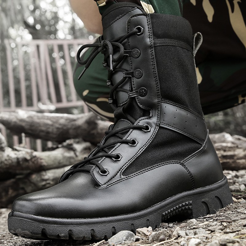 盾郎07钢头作战靴男女作训鞋登山鞋高帮户外战术靴防水特战靴保安执勤