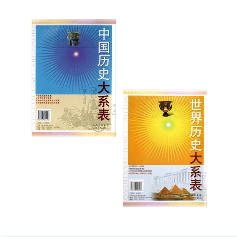 正版包邮 套装2册 中国历史大系表 世界历史大系表 中小学生学习工具 中国史与世界史相互比照