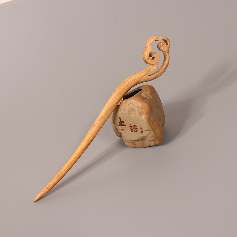 古风发簪女简约现代木质盘发钗子高级感头饰成品发饰 桃木发簪---彩云