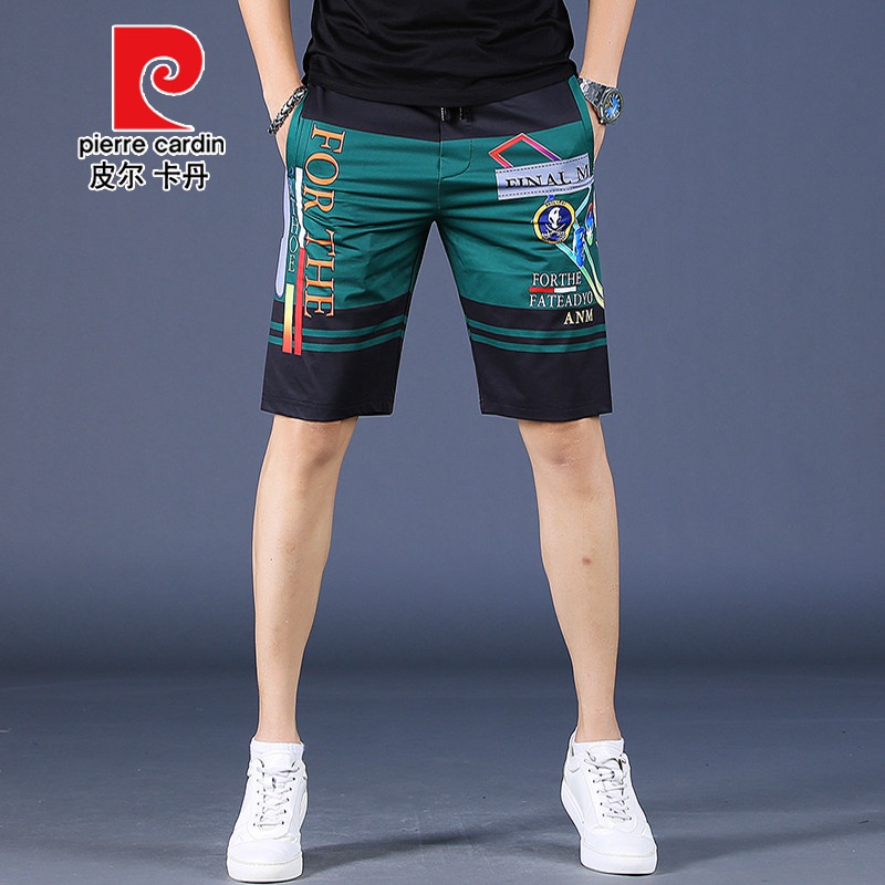皮爾卡丹2021新款馬褲冰絲薄款男裝短褲男夏季男士休閑五分褲外穿中褲針織 綠色 32