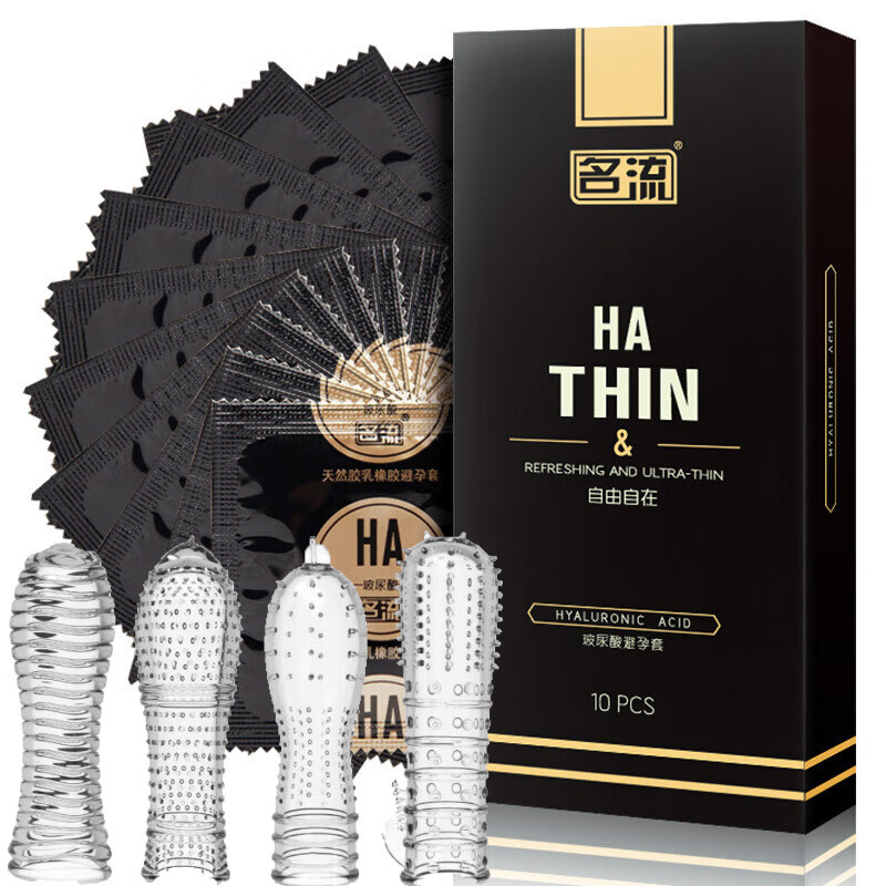名流 玻尿酸超薄避孕套带刺阴茎加粗延时持久大颗粒狼牙套 mo男用透明