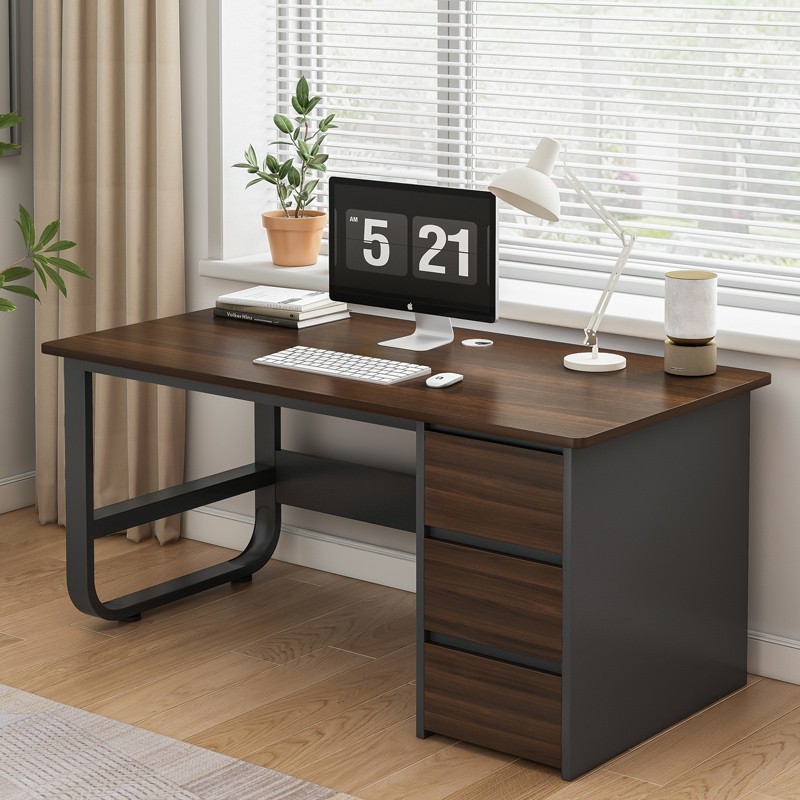 耐家（Naijia） 电脑桌双人书桌长条家用台式办公电脑桌卧室学生学习桌写字桌子 单人位-黑橡木色120x50cm