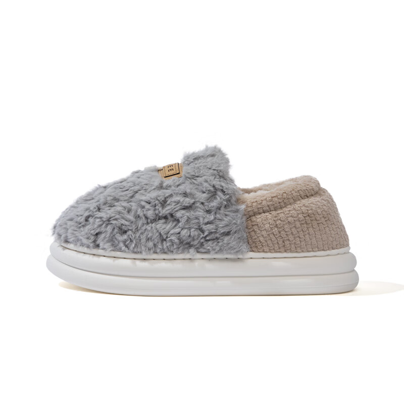 朴西朵朵绒情侣毛绒棉拖鞋女士秋冬保暖防滑抗菌居家室内毛毛拖鞋男 水雾蓝 44-45