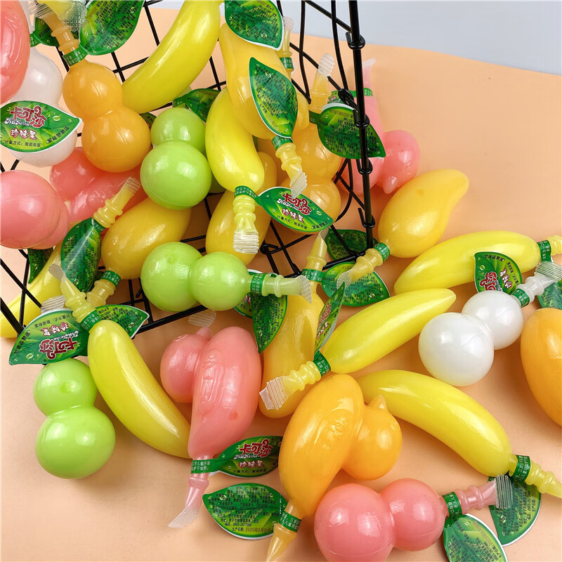 网红水果造型动物形状可吸果冻葫芦布丁多口味儿童零食散装 3斤随机