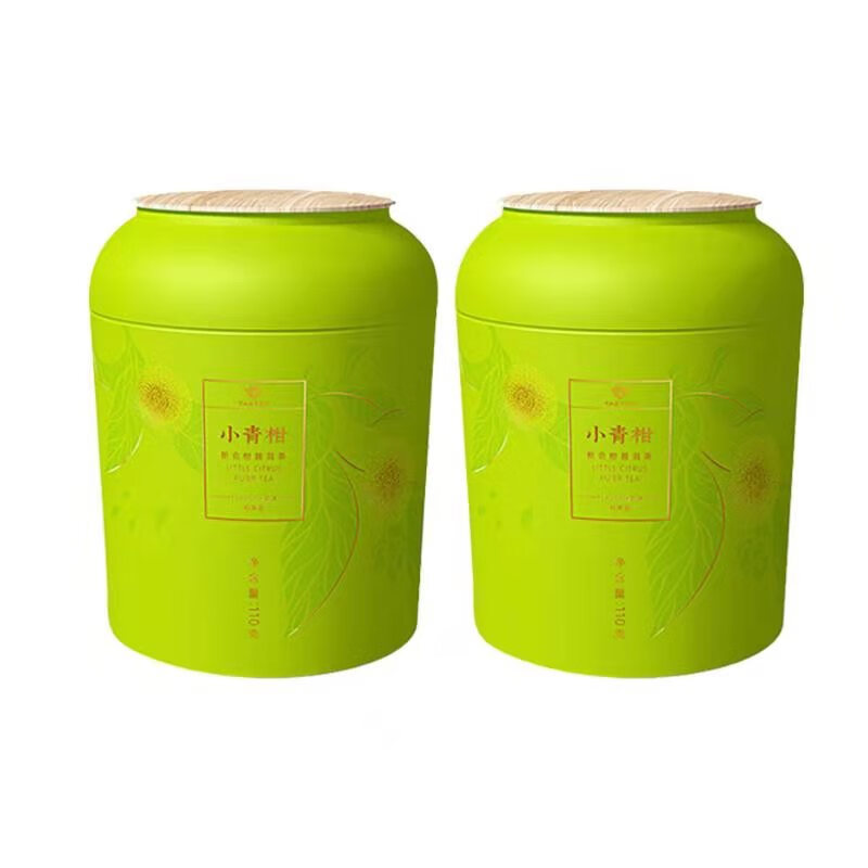 大益茶茶小青柑普洱茶 新会柑普茶熟茶 2023年陈皮普洱茶110g*2罐